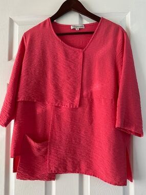 Christopher Calvin Pink Top Pocket 3/4 Sleeves Women Lagom Lagenlook Size M NWOT